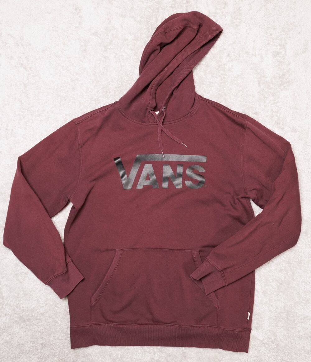Vans Classic Burgundy Black Pullover Hoodie Sweatshirt Mens Size XL